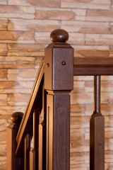 54 Rustikálne zadlabané schodisko, zábradlie typ A13, materiál dub morený